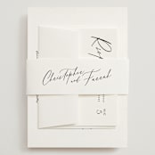 "Beautifully Scripted" - Wedding Invitations in Pearl by Hooray Creative - Assembled with Belly Band