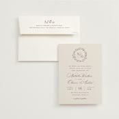 "Delicate monogram" - Wedding Invitations in Ecru by Hooray Creative - Invitation with Envelope