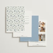 "Foliage Crest" - Wedding Invitations in Sky by Everett Paper Goods - Back of Card Options