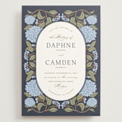 "Hydrangea Garden" - Wedding Invitations in Navy by Susan Zinader - Front