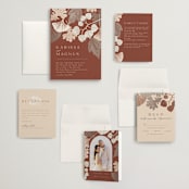 "Leaf Cascade" - Wedding Invitations in Latte by Alethea and Ruth - Invitation Suite