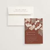 "Leaf Cascade" - Wedding Invitations in Latte by Alethea and Ruth - Invitation with Envelope