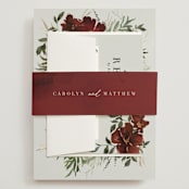 "harvest" - Wedding Invitations in Cabernet by Everett Paper Goods - Assembled with Belly Band