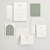 "Simple Crest" - Wedding Invitations in Sage by Kristen Smith - Invitation Suite