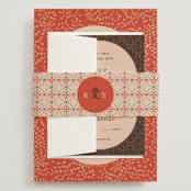 "Japanese Fabric" - Wedding Invitations in Persimmon by Becky Nimoy - Assembled with Belly Band