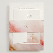 "Delicate brushstrokes" - Wedding Invitations in Blush by Lucrecia Caporale - Assembled with Belly Band