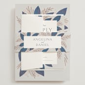 "Bouquet" - Wedding Invitations in Cobalt by Jen Owens - Assembled with Belly Band