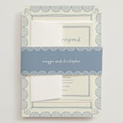 "Florence" - Wedding Invitations in Sky by Kelly Watkins - Assembled with Belly Band