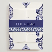 "Topkapi" - Wedding Invitations in Cobalt by Nazia Hyder - Assembled with Belly Band