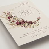 "Dried Floral Wreath" - Wedding Invitations in Cabernet by Erin Deegan - Detail