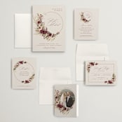"Dried Floral Wreath" - Wedding Invitations in Cabernet by Erin Deegan - Invitation Suite