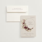 "Dried Floral Wreath" - Wedding Invitations in Cabernet by Erin Deegan - Invitation with Envelope