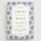 "Calcutta Stamp" - Wedding Invitations in Azure by Oma N. Ramkhelawan - Front