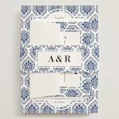 "Calcutta Stamp" - Wedding Invitations in Azure by Oma N. Ramkhelawan - Assembled with Belly Band