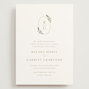"Soft Sprigs" - Wedding Invitations in Champagne by Jennifer Postorino - Front