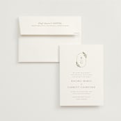 "Soft Sprigs" - Wedding Invitations in Champagne by Jennifer Postorino - Invitation with Envelope