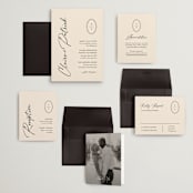 "Script and Monogram" - Wedding Invitations in Sand by Carolyn MacLaren - Invitation Suite