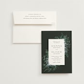 "Juniper" - Wedding Invitations in Emerald by Kate Ahn - Invitation with Envelope