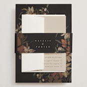 "Fall Garden Bouquet" - Wedding Invitations in Rust by Grace Kreinbrink - Assembled with Belly Band