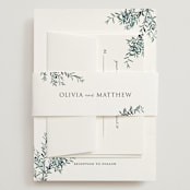 "Fresh Sage" - Wedding Invitations in Olive by Christie Kelly - Assembled with Belly Band