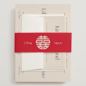 "Happy in Love" - Wedding Invitations in Cream by Inkblot Design - Assembled with Belly Band