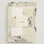 "Linen and Cloth" - Wedding Invitations in Almond by Peony Rose Design - Assembled with Belly Band