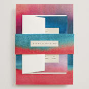 "At Dusk" - Wedding Invitations in Sunset by Sumak Studio - Assembled with Belly Band