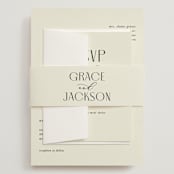 "Commonwealth" - Wedding Invitations in Ecru by That Girl Press - Assembled with Belly Band