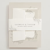 "Etched Frame" - Wedding Invitations in Eggshell by Robert and Stella - Assembled with Belly Band
