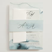 "Ocean Vibes" - Wedding Invitations in Sky by Marina Onoprienko - Assembled with Belly Band