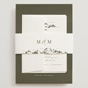 "into the mountains" - Wedding Invitations in Olive by Helen Halik - Assembled with Belly Band