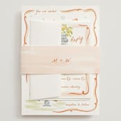 "Giardino" - Wedding Invitations in Flame by Pati Cascino - Assembled with Belly Band