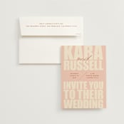 "Typographical Poster" - Wedding Invitations in Blush by Stacey Day - Invitation with Envelope