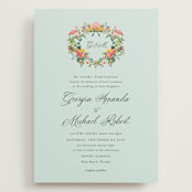 "Tropical Crest" - Wedding Invitations in Papaya by Susan Moyal - Front
