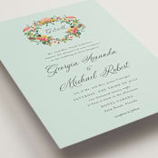 "Tropical Crest" - Wedding Invitations in Papaya by Susan Moyal - Detail