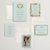 "Tropical Crest" - Wedding Invitations in Papaya by Susan Moyal - Invitation Suite
