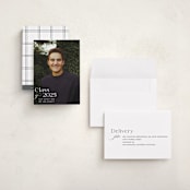 "Classical Grad" - Graduation Announcements in Blanco by Megan Davis - Assembled