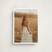 "Graduate Script" - Graduation Announcements in Snow by Sarah Curry - Front