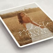 "Graduate Script" - Graduation Announcements in Snow by Sarah Curry - Detail