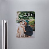 "Tassled T" - Graduation Announcements in Snow by Lauren Chism - Magnet Front