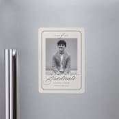 "Refined Grad" - Graduation Announcements in Taupe by Ashley Iwafuchi - Magnet Front