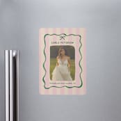 "Whimsical Stripes" - Graduation Announcements in Raspberry Matcha by Vera Lim - Magnet Front