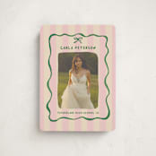 "Whimsical Stripes" - Graduation Announcements in Raspberry Matcha by Vera Lim - Front