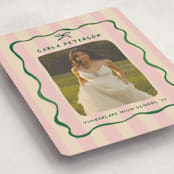 "Whimsical Stripes" - Graduation Announcements in Raspberry Matcha by Vera Lim - Detail