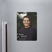 "Classical Grad" - Graduation Announcements in Blanco by Megan Davis - Magnet Front