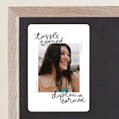 "Tassel turned, diploma earned" - Graduation Announcements in Noir by Abbigail Lim - Magnet Front