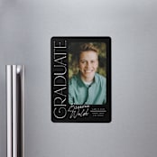 "Distinguished" - Graduation Announcements in Eclipse by Everett Paper Goods - Magnet Front