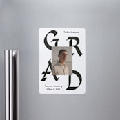 "Calligraphic Ink" - Graduation Announcements in Cotton by Chryssi Tsoupanarias - Magnet Front