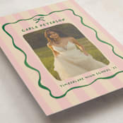 "Whimsical Stripes" - Graduation Announcements in Raspberry Matcha by Vera Lim - Detail