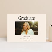 "Persistence" - Graduation Announcements in Cream by Nazia Hyder - Front
